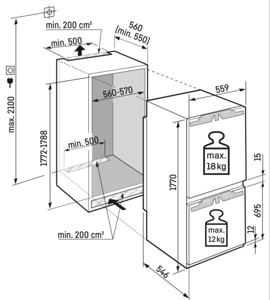 Combiné réfrigérateur/congélateur intégrable Liebherr ICBA512320 detail 5