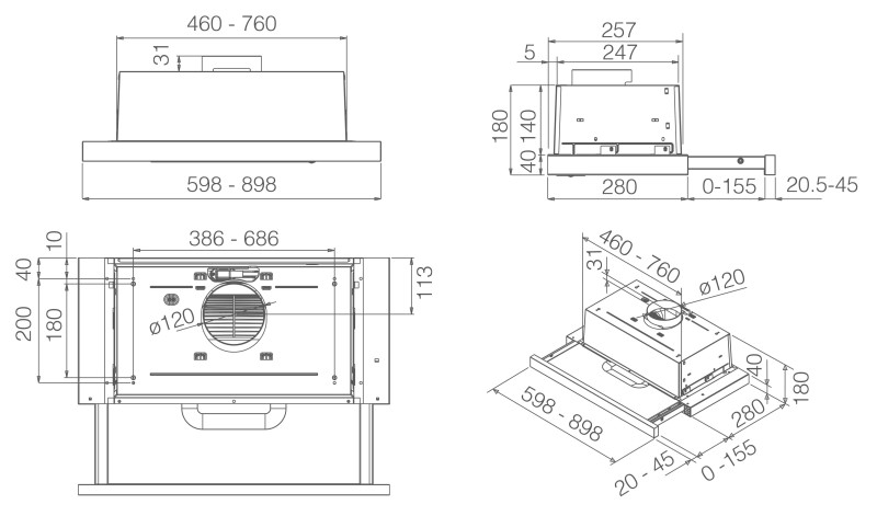 Dampkap telescopisch Elica PRF0037992B detail 4