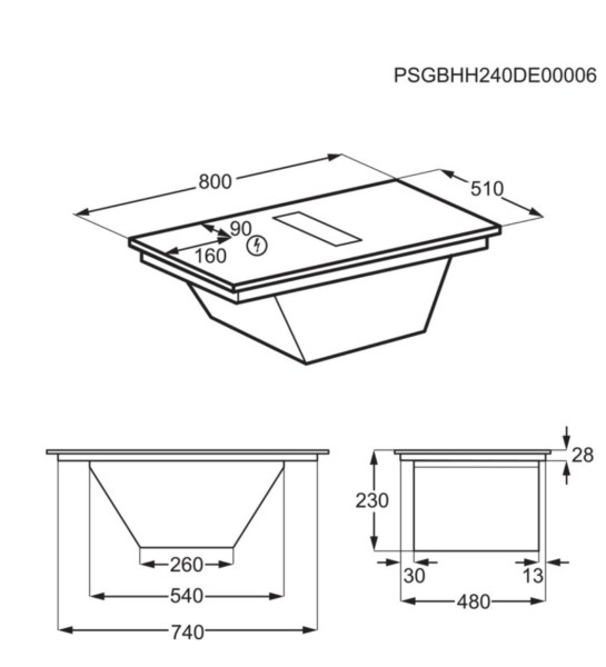 Taque de cuisson avec hotte intégrée AEG PE7000S80 detail 3