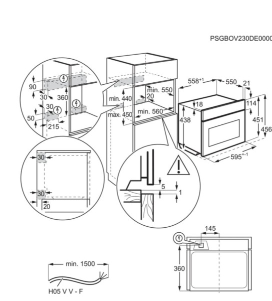 Combi : oven + microgolf AEG CM7600B/zwart detail 1
