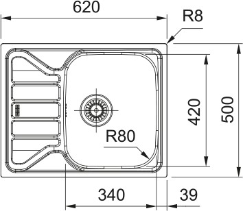 Enkele spoelbak Franke FLX611621 detail 1