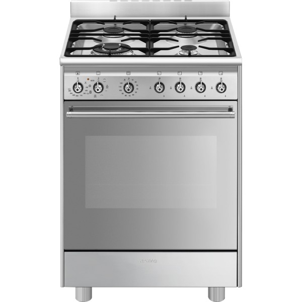 Cuisinière avec taque de cuisson au gaz Smeg SX61GM vooraanzicht