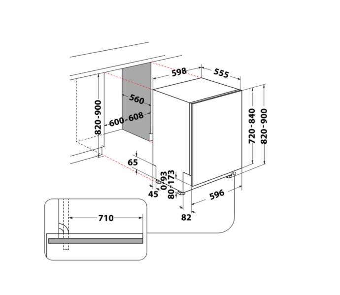 Vaatwasser volledig integreerbaar 60cm Whirlpool WH7IA115B2M3TUS0 detail 5