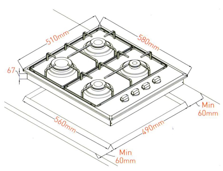 Taque de cuisson au gaz Everglades EVBI850 detail 2