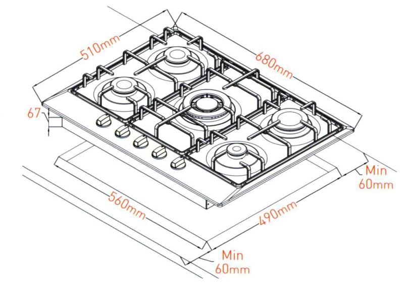 Taque de cuisson au gaz Everglades EVBI851 detail 2
