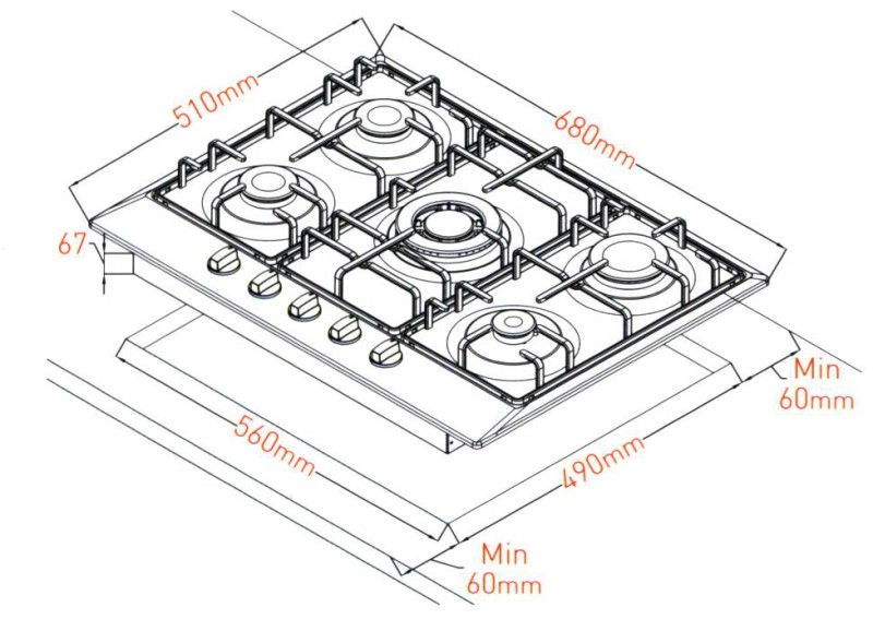 Taque de cuisson au gaz Everglades EVBI8512 detail 2