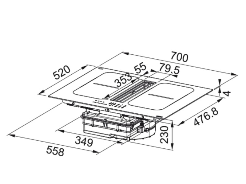 Kookplaat met ingebouwde dampafzuiging Franke FSM7081RHI detail 3