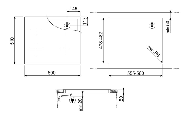 Kookplaat inductie Smeg SIM3644MB detail 2