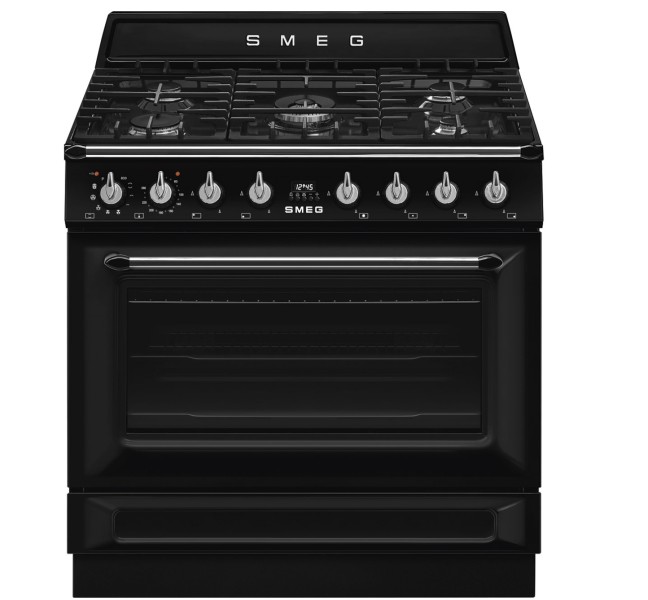 Fornuis gaskookplaat Smeg TR90GPBL vooraanzicht