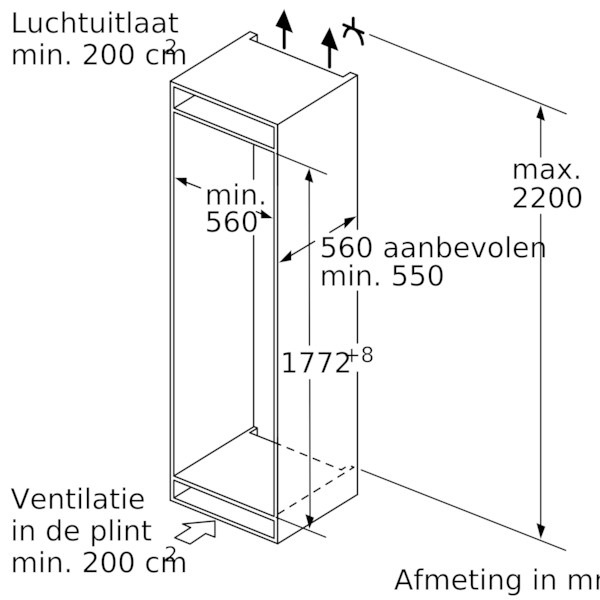 Koelkast inbouw 176-179cm hoog Bosch KIF81PFE0 detail 5