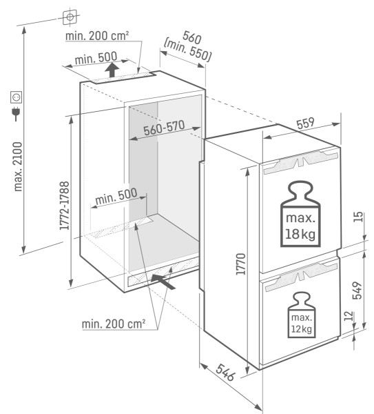 Combiné réfrigérateur/congélateur intégrable Liebherr ICBBI512222 detail 5