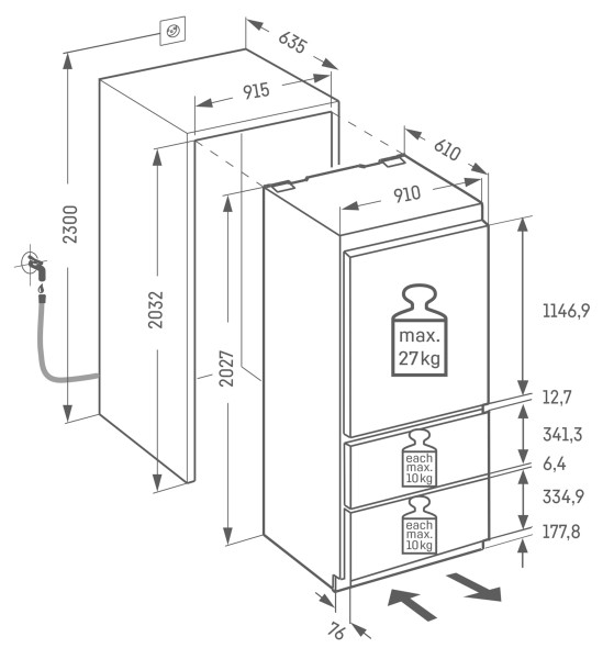 Combiné réfrigérateur/congélateur intégrable Liebherr ECBNE887020 detail 2