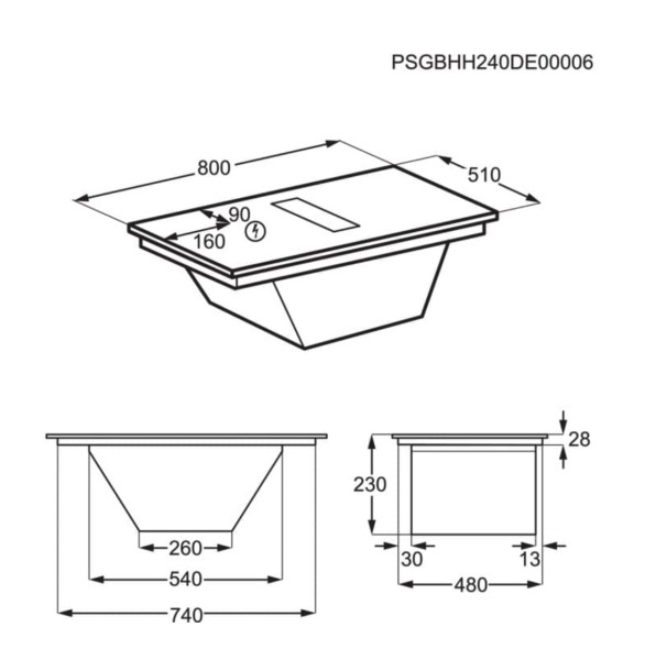 Kookplaat met ingebouwde dampafzuiging AEG PE9000B80 detail 3
