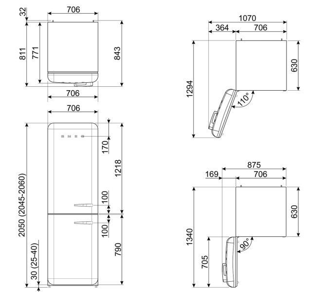 Combiné réfrigérateur/congélateur Smeg FAB38LBL6 detail 1