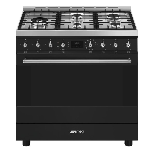 Cuisinière avec taque de cuisson au gaz Smeg C95GMCMB2 vooraanzicht