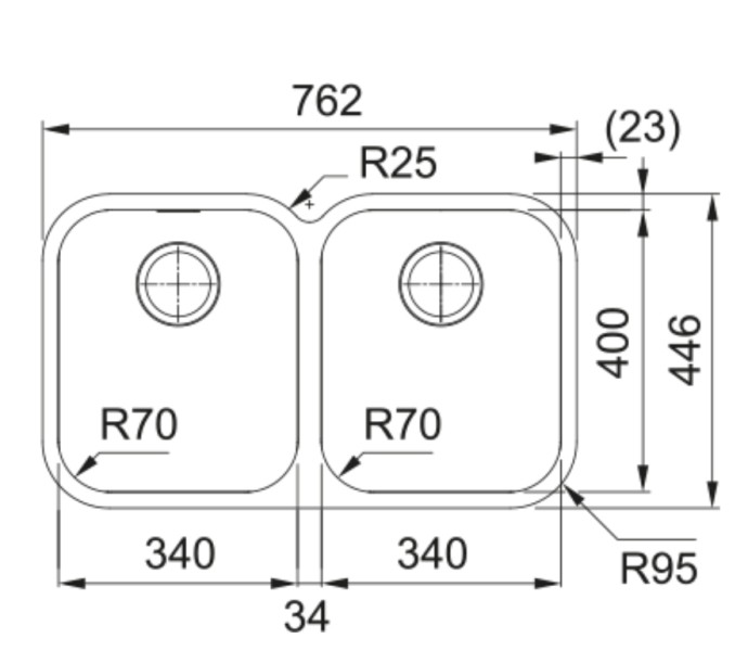 Dubbele spoelbak Franke SRX1201 detail 1