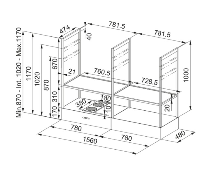 Dampkap eiland Franke FMYEVOF160 detail 3