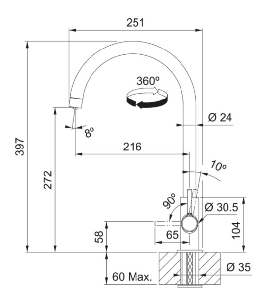 Multifunctionele kraan Franke 302290 detail 3