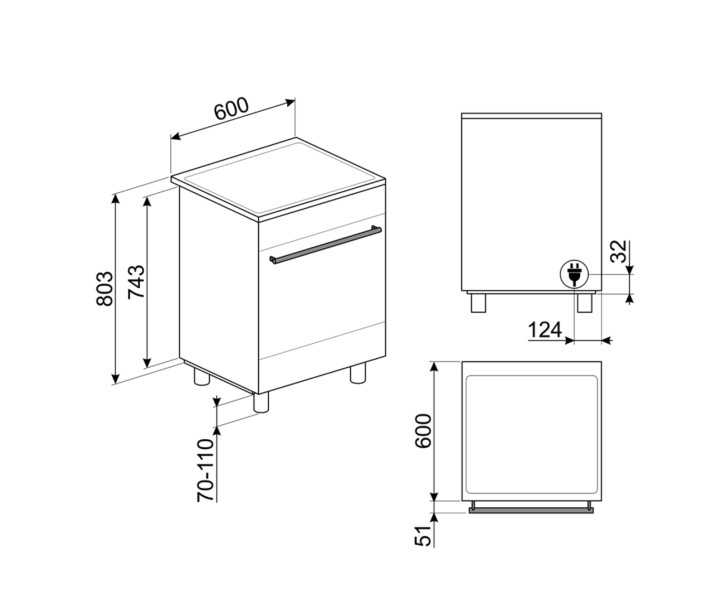 Fornuis inductie kookplaat Smeg C6IMBLT2/blinkend zwart detail 2
