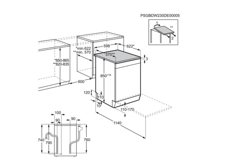 Lave-vaisselle pose libre AEG FFB64607ZW/wit detail 4