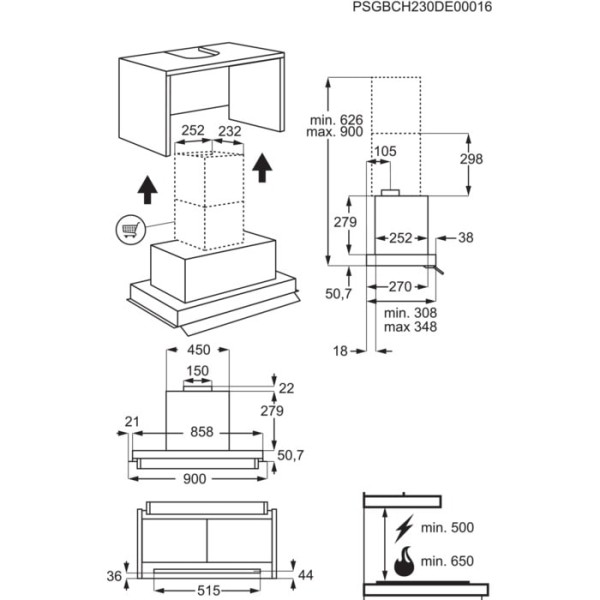 Hotte groupe aspirant AEG GDE689HB detail 4