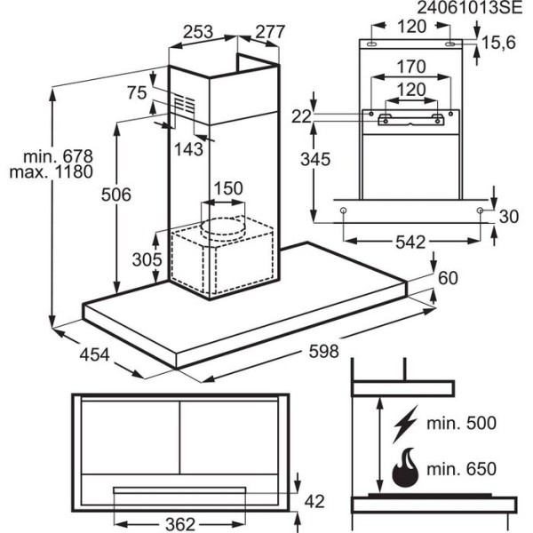 Hotte cheminée AEG GB67D61HL detail 4