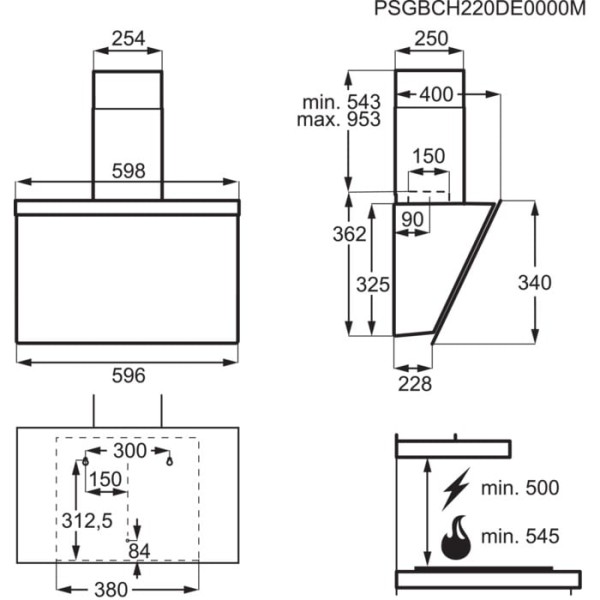 Dampkap wand/schouw AEG DVK5661HB detail 4