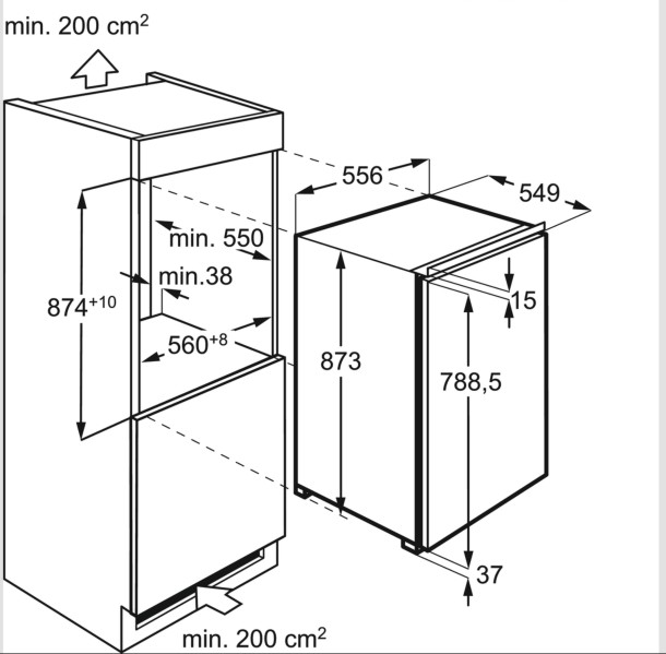 inbouw koelkast 88 cm hoog AEG NSF5O881DF detail 5