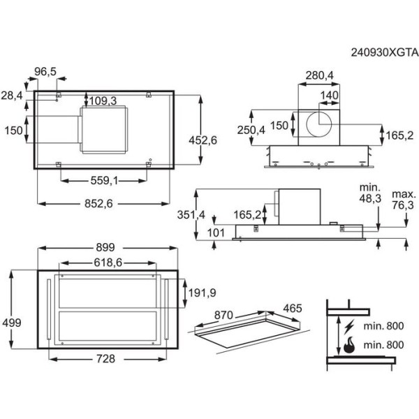 Dampkap inbouwgroep AEG NDC7791SB detail 4
