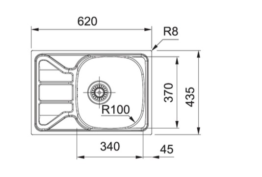 Enkele spoelbak Franke FLX611-62/441 detail 1