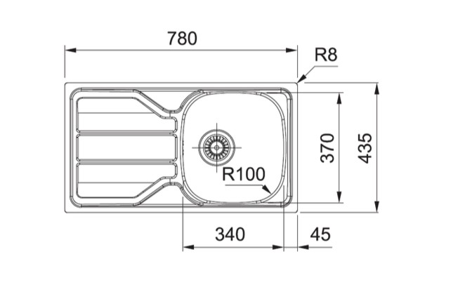 Enkele spoelbak Franke FLX611-78/441 detail 1