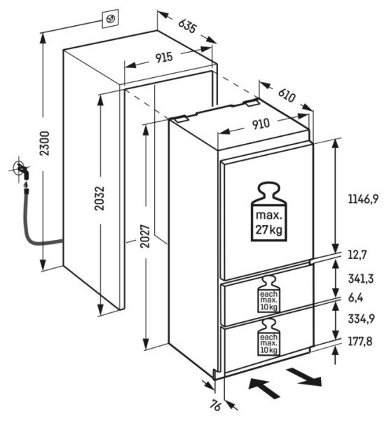 Combiné réfrigérateur/congélateur intégrable Liebherr ECBNE887020001 detail 4