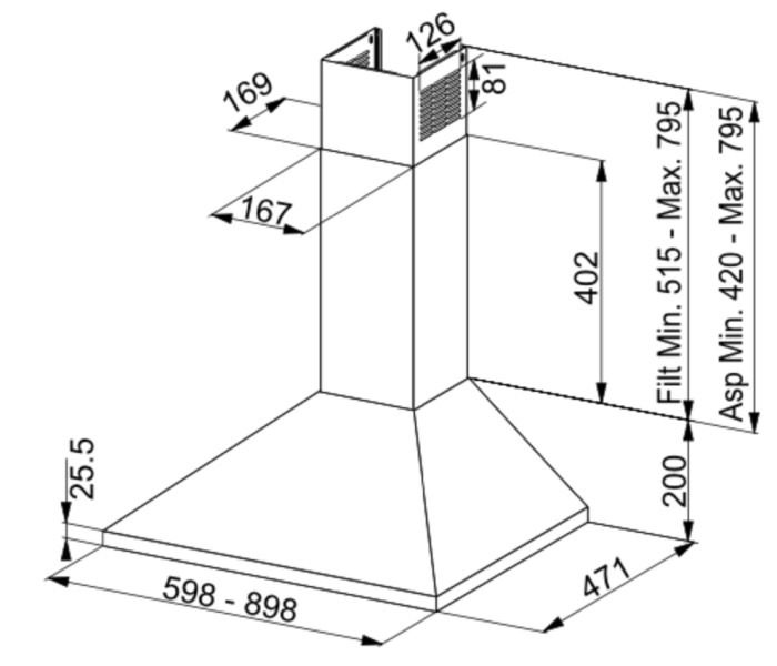 Dampkap wand/schouw Franke FJO624XSP/ACTIE detail 1