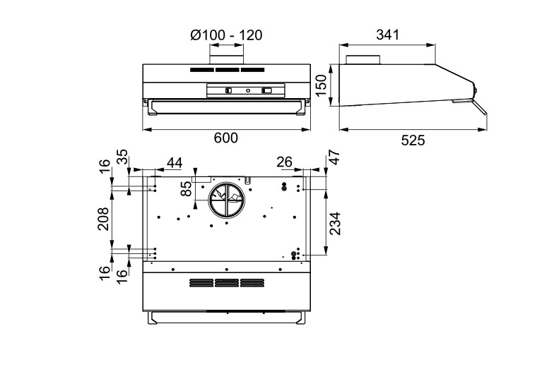 Dampkap onderbouw Franke FTT632FWH detail 1