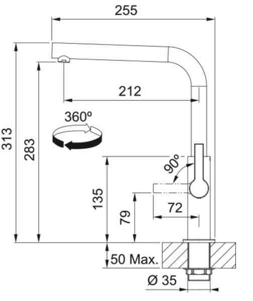 Eéngreepskraan Franke 301993 detail 2