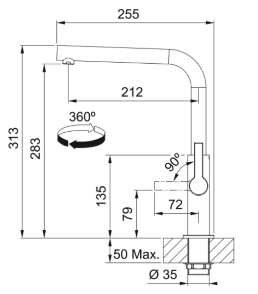 Eéngreepskraan Franke 301994 detail 1