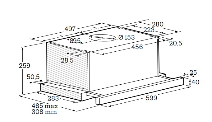 Hotte téléscopique Scholtes SOHT1610X/ 2 jaar waarborg detail 2