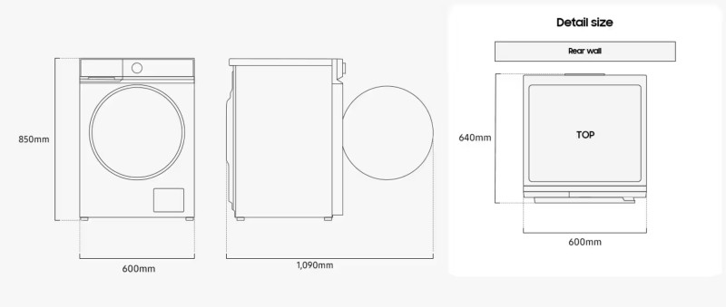 Lave- et sèche-linge combination Samsung WD11DB7B85GWU3/was droog detail 3