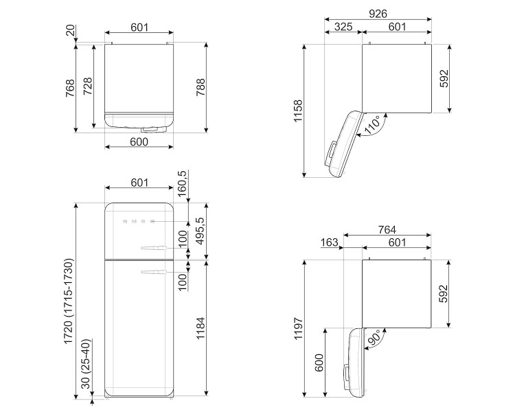 Combiné réfrigérateur/congélateur Smeg FAB30LPK6 detail 4