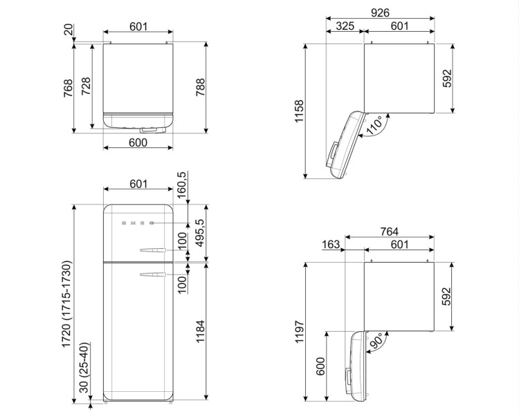 Combiné réfrigérateur/congélateur Smeg FAB30LBL6 detail 4
