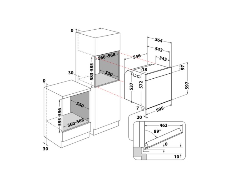 Four air pulsé/multifonction Whirlpool WOI4S8HM2SBA/zwart detail 6