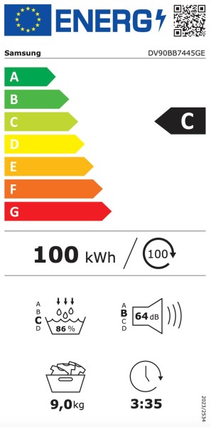 Droogkast Samsung DV90BB7445GES2//zwarte deur detail 5