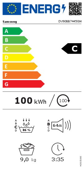 Séchoir Samsung DV90BB7445GWS2/zwarte deur detail 3