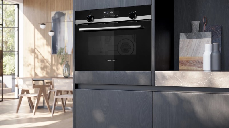 Combi : four + micro-ondes Siemens CM585AGS1/zwart detail 3