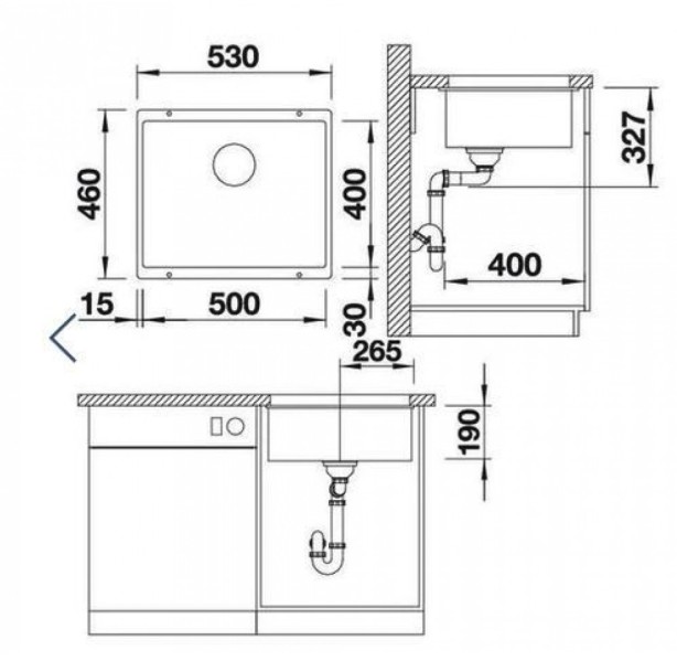 Evier 1 bassin Blanco 521353 detail 1