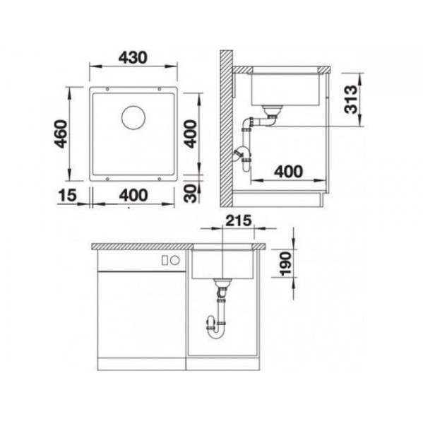 Evier 1 bassin Blanco 521334 detail 1