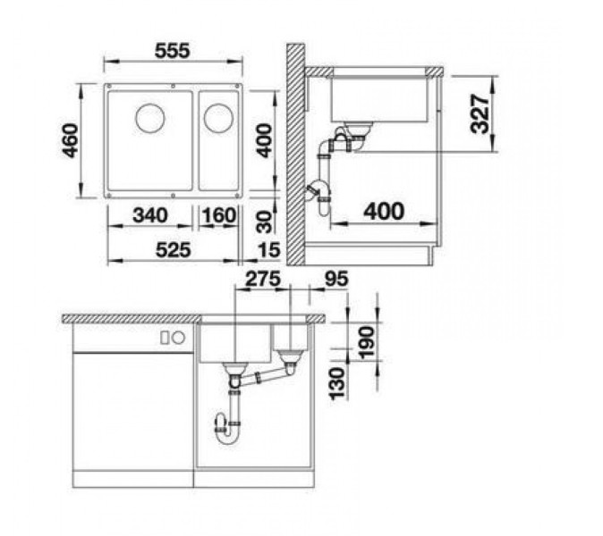 Anderhalve spoelbak Blanco 523077 detail 1