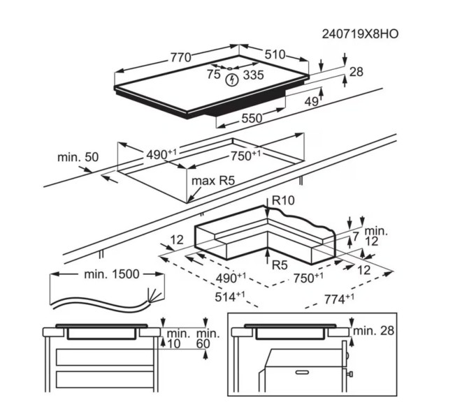 Taque de cuisson induction AEG TO84IA0FIT/matt zwart detail 1