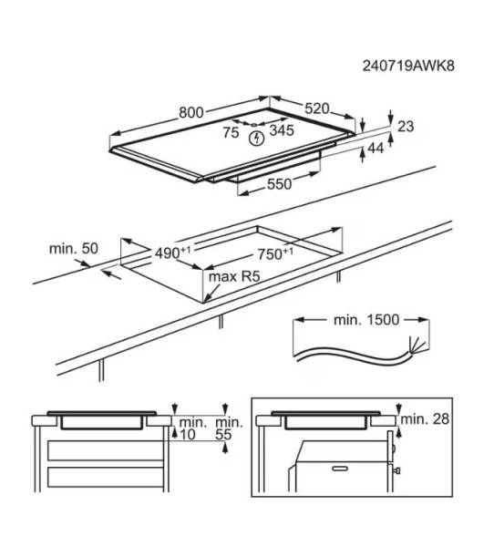 Taque de cuisson induction AEG NIG85M30AB detail 2