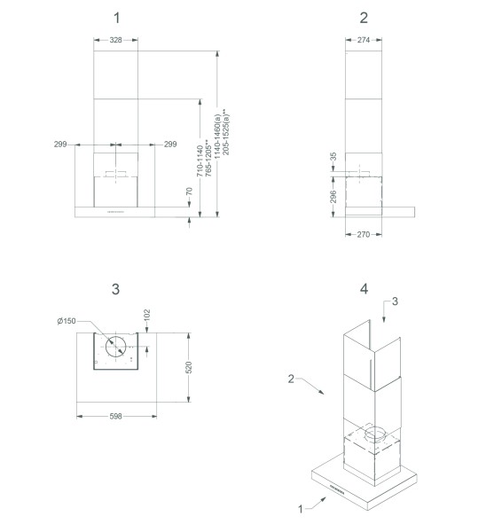 Dampkap wand/schouw Novy 6500 / Novy Salsa detail 3